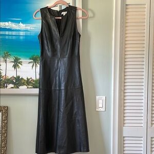 Black Leather Sleeveless Dress